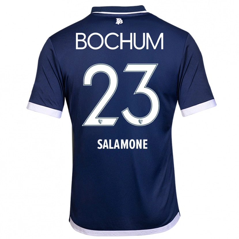 Danxen Kvinder Elia-Giona Salamone #23 Navy Hvid Hjemmebane Spillertrøjer 2025/26 Trøje T-Shirt