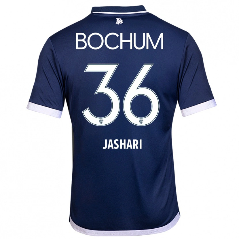 Danxen Kvinder Lirim Jashari #36 Navy Hvid Hjemmebane Spillertrøjer 2025/26 Trøje T-Shirt