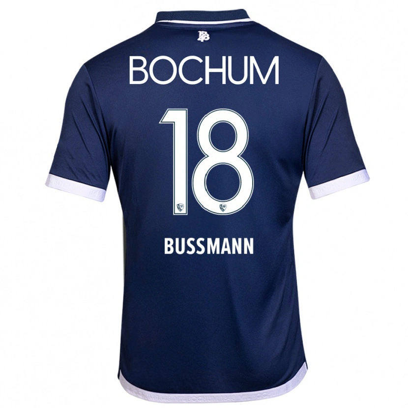 Danxen Kvinder Benjamin Bußmann #18 Navy Hvid Hjemmebane Spillertrøjer 2025/26 Trøje T-Shirt