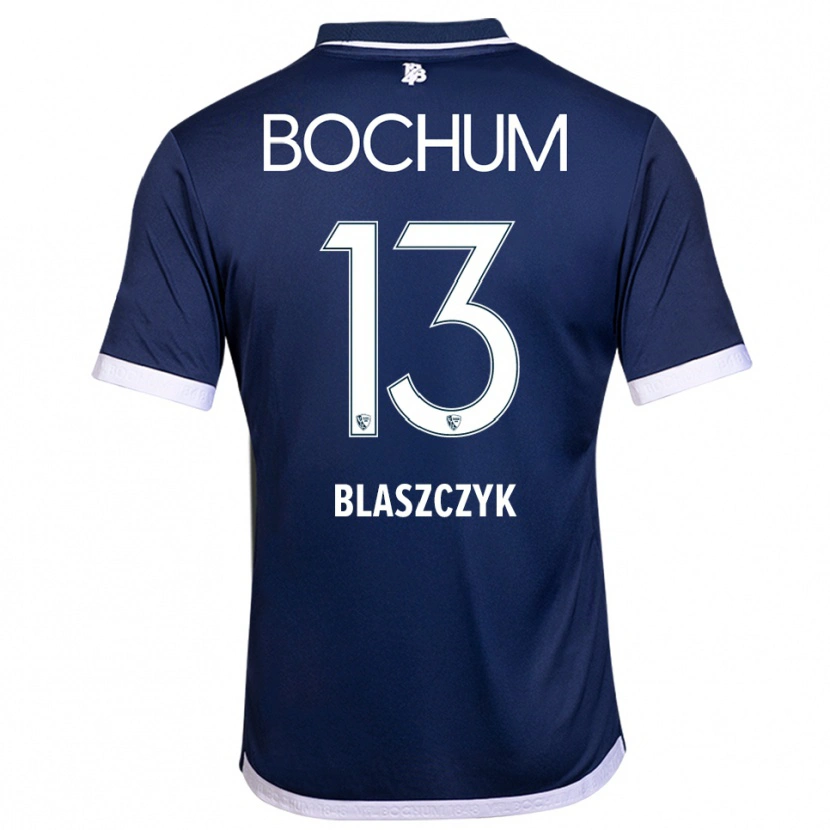 Danxen Kvinder Oliwer Blaszczyk #13 Navy Hvid Hjemmebane Spillertrøjer 2025/26 Trøje T-Shirt