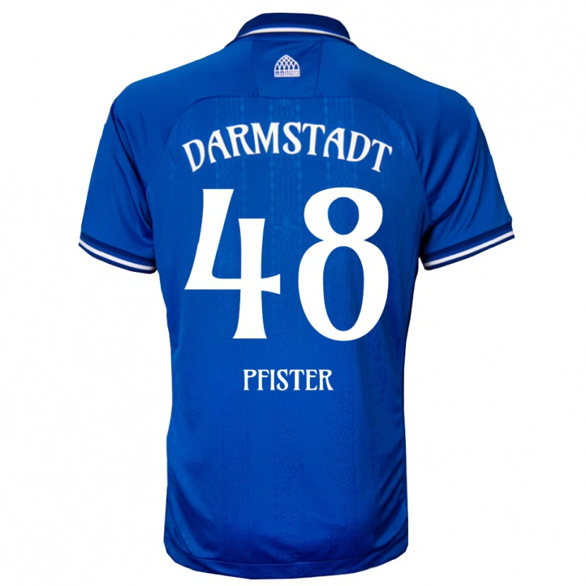Danxen Kvinder Max Pfister #48 Blå Hvid Hjemmebane Spillertrøjer 2025/26 Trøje T-Shirt