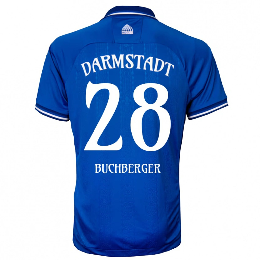 Danxen Kvinder Jonas Buchberger #28 Blå Hvid Hjemmebane Spillertrøjer 2025/26 Trøje T-Shirt