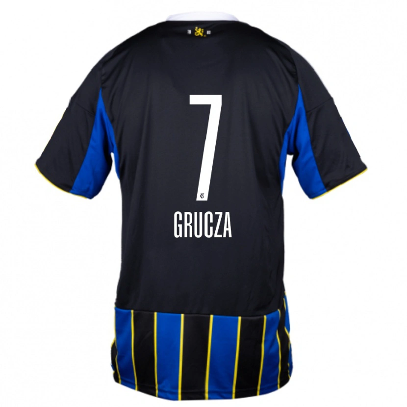 Danxen Kvinder Nico Grucza #7 Blå Sort Gul Hjemmebane Spillertrøjer 2025/26 Trøje T-Shirt