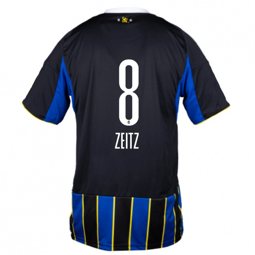 Danxen Kvinder Manuel Zeitz #8 Blå Sort Gul Hjemmebane Spillertrøjer 2025/26 Trøje T-Shirt