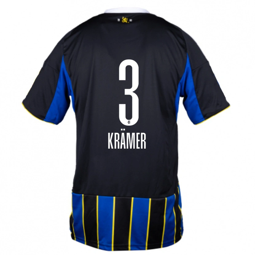 Danxen Kvinder Nils Krämer #3 Blå Sort Gul Hjemmebane Spillertrøjer 2025/26 Trøje T-Shirt
