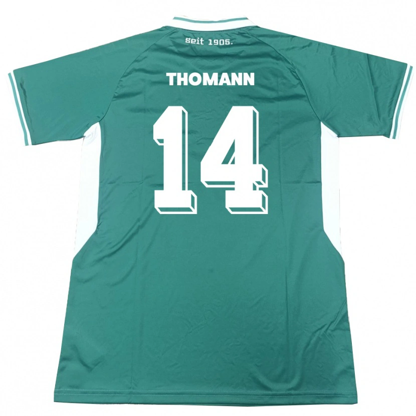 Danxen Kvinder Martin Thomann #14 Grøn Hvid Hjemmebane Spillertrøjer 2025/26 Trøje T-Shirt