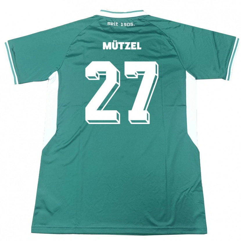 Danxen Kvinder Nuno Mützel #27 Grøn Hvid Hjemmebane Spillertrøjer 2025/26 Trøje T-Shirt