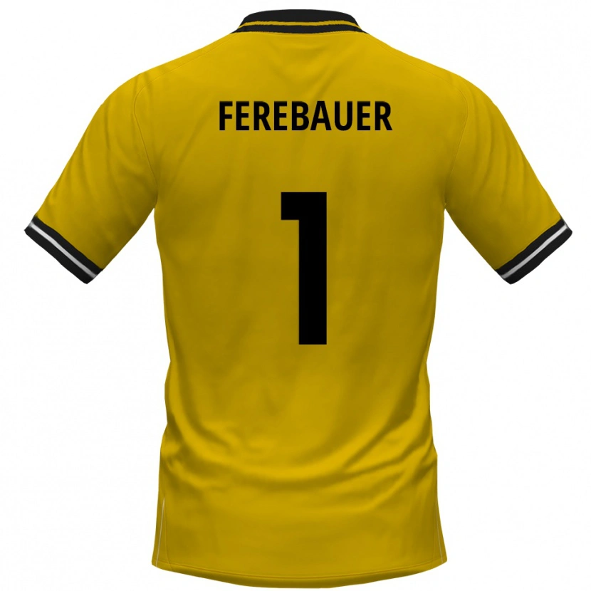 Danxen Kvinder Philipp Ferebauer #1 Gul Sort Hjemmebane Spillertrøjer 2025/26 Trøje T-Shirt