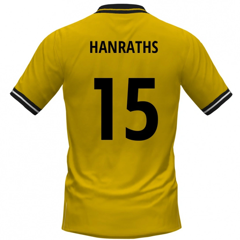 Danxen Kvinder Mika Hanraths #15 Gul Sort Hjemmebane Spillertrøjer 2025/26 Trøje T-Shirt