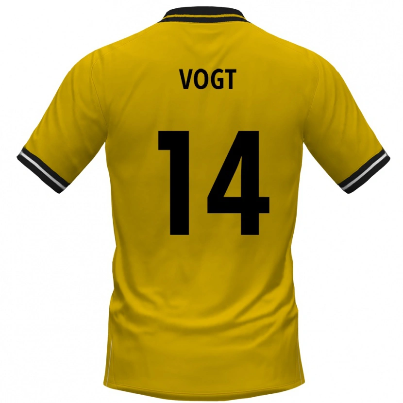Danxen Kvinder Louis Vogt #14 Gul Sort Hjemmebane Spillertrøjer 2025/26 Trøje T-Shirt