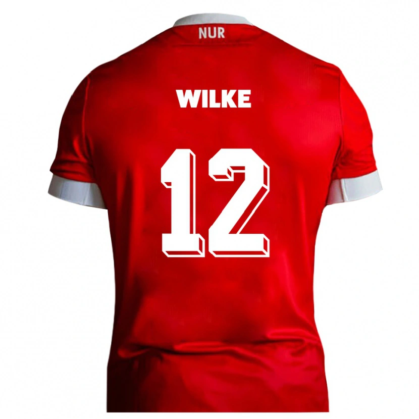 Danxen Kvinder Malte Wilke #12 Rød Hvid Hjemmebane Spillertrøjer 2025/26 Trøje T-Shirt