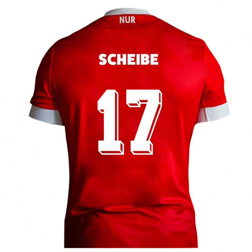 Danxen Kvinder Niklas Scheibe #17 Rød Hvid Hjemmebane Spillertrøjer 2025/26 Trøje T-Shirt