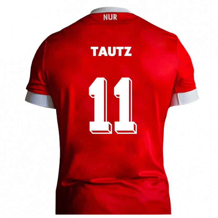 Danxen Kvinder Michel Tautz #11 Rød Hvid Hjemmebane Spillertrøjer 2025/26 Trøje T-Shirt