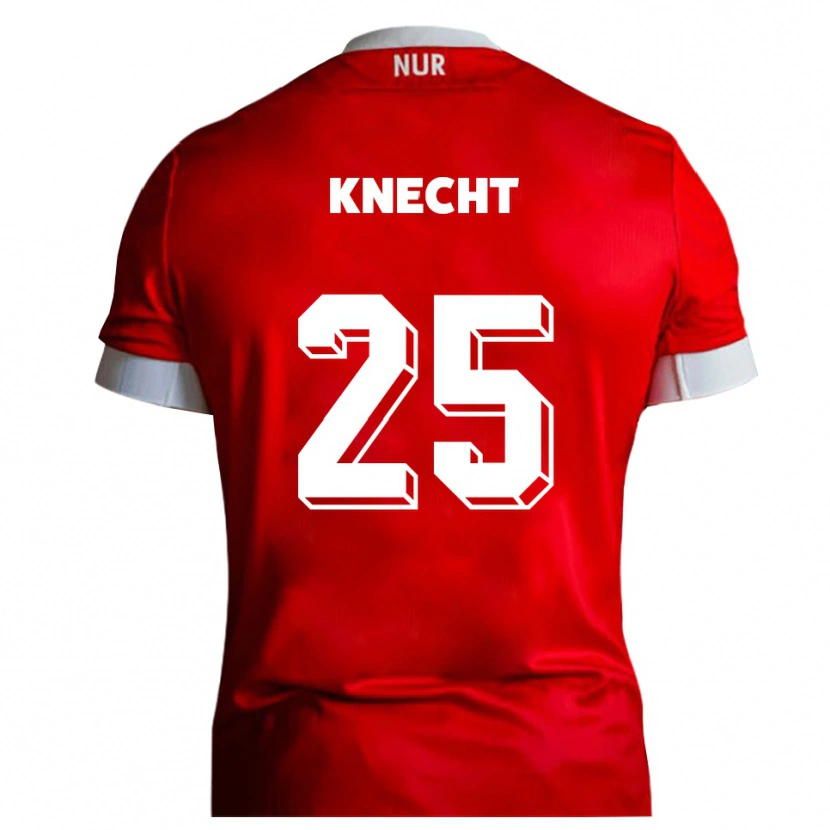 Danxen Kvinder Silas Knecht #25 Rød Hvid Hjemmebane Spillertrøjer 2025/26 Trøje T-Shirt