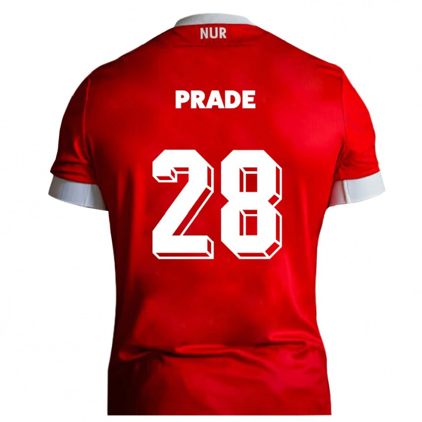 Danxen Kvinder Adrian Prade #28 Rød Hvid Hjemmebane Spillertrøjer 2025/26 Trøje T-Shirt