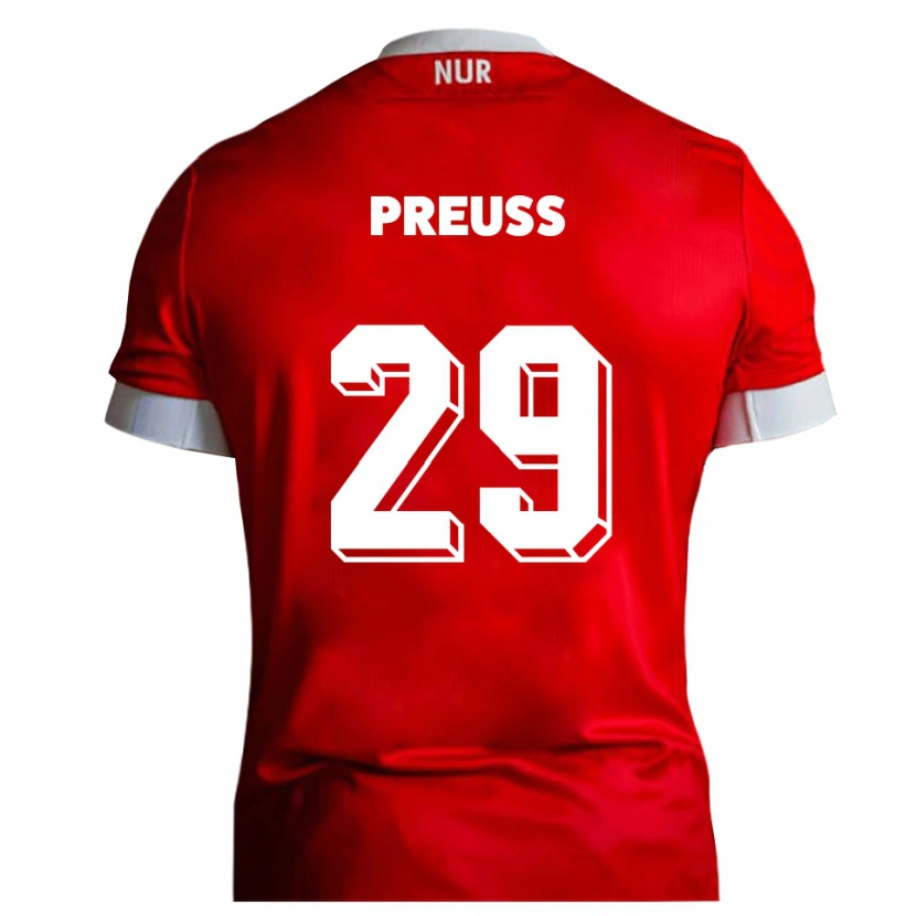 Danxen Kvinder Marlon Preuß #29 Rød Hvid Hjemmebane Spillertrøjer 2025/26 Trøje T-Shirt