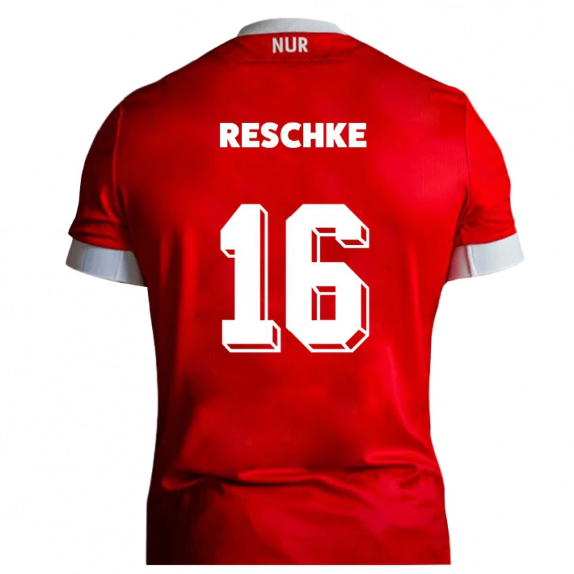 Danxen Kvinder Aaron Reschke #16 Rød Hvid Hjemmebane Spillertrøjer 2025/26 Trøje T-Shirt