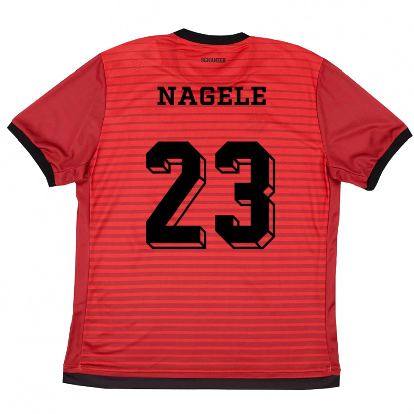 Danxen Kvinder Matteo Nagele #23 Rød Sort Hjemmebane Spillertrøjer 2025/26 Trøje T-Shirt