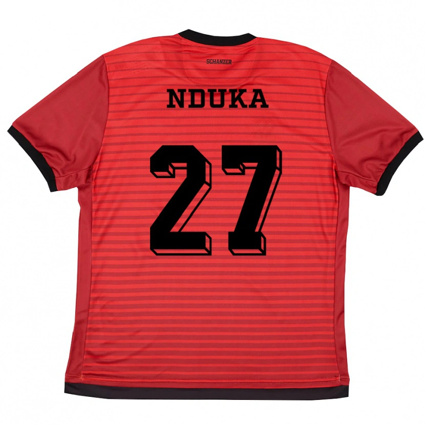 Danxen Kvinder Donald Nduka #27 Rød Sort Hjemmebane Spillertrøjer 2025/26 Trøje T-Shirt