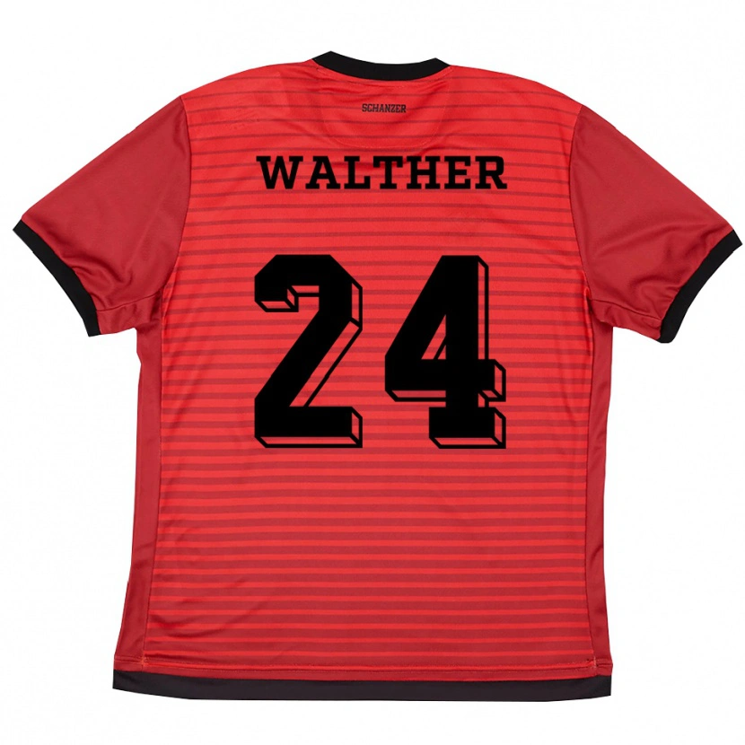Danxen Kvinder Felix Walther #24 Rød Sort Hjemmebane Spillertrøjer 2025/26 Trøje T-Shirt