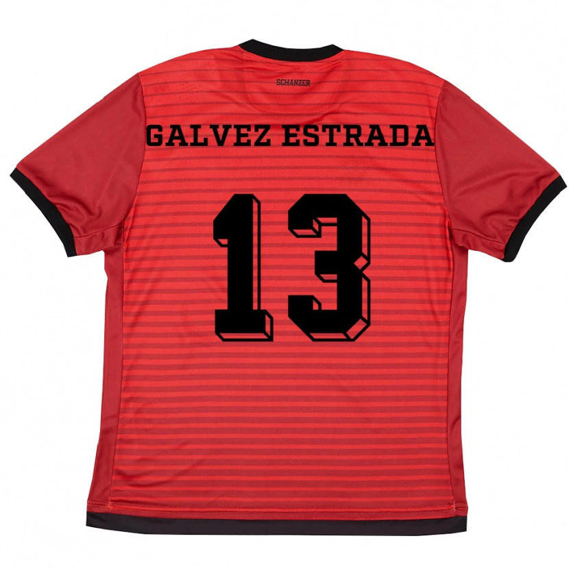 Danxen Kvinder Larissa Galvez Estrada #13 Rød Sort Hjemmebane Spillertrøjer 2025/26 Trøje T-Shirt