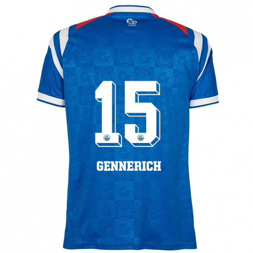 Danxen Kvinder Nick Gennerich #15 Blå Hvid Rød Hjemmebane Spillertrøjer 2025/26 Trøje T-Shirt