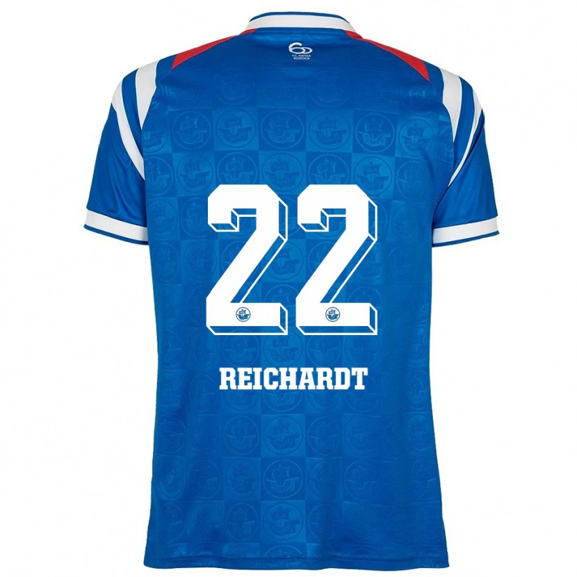Danxen Kvinder Leon Reichardt #22 Blå Hvid Rød Hjemmebane Spillertrøjer 2025/26 Trøje T-Shirt