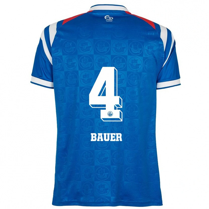 Danxen Kvinder Richard Bauer #4 Blå Hvid Rød Hjemmebane Spillertrøjer 2025/26 Trøje T-Shirt
