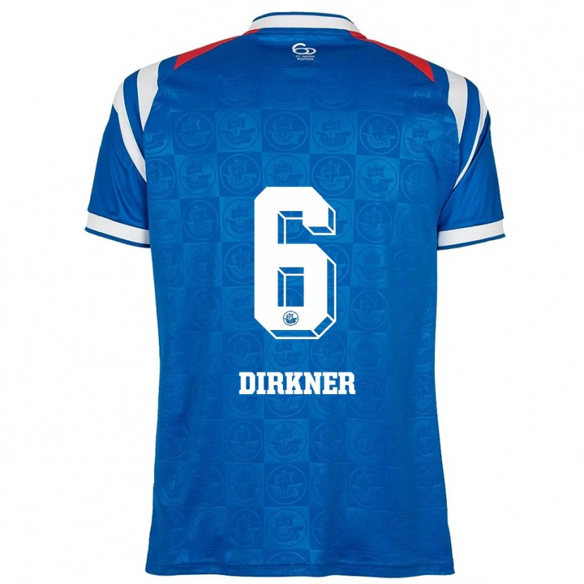 Danxen Kvinder Jonas Dirkner #6 Blå Hvid Rød Hjemmebane Spillertrøjer 2025/26 Trøje T-Shirt