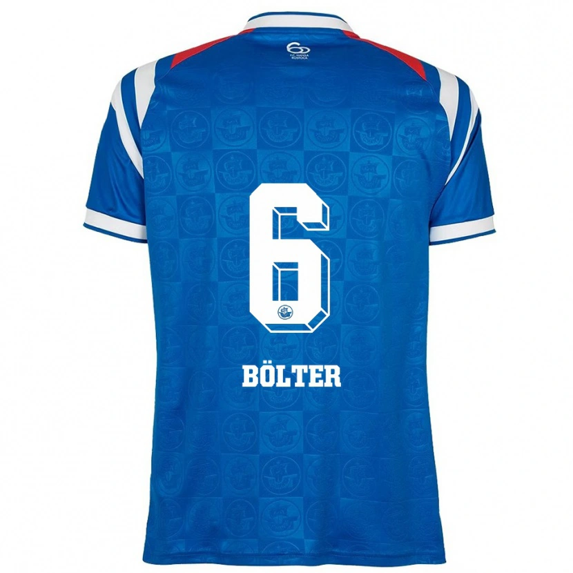 Danxen Kvinder Marc Bölter #6 Blå Hvid Rød Hjemmebane Spillertrøjer 2025/26 Trøje T-Shirt