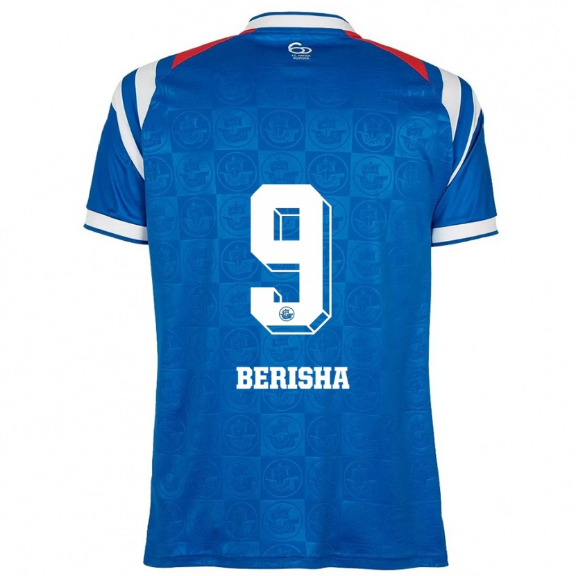 Danxen Kvinder Albin Berisha #9 Blå Hvid Rød Hjemmebane Spillertrøjer 2025/26 Trøje T-Shirt