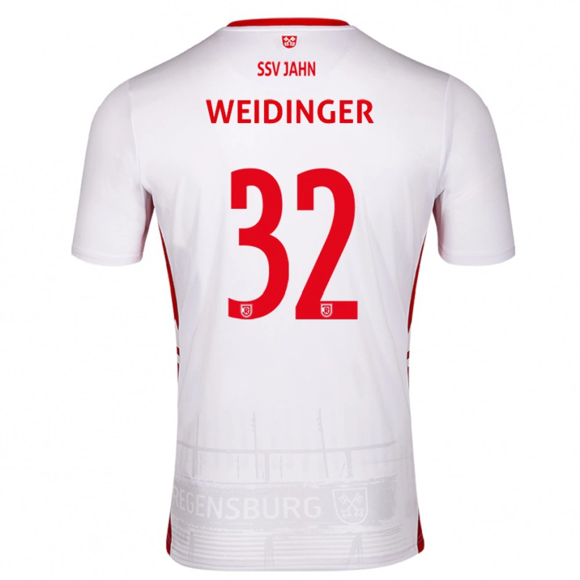Danxen Kvinder Alexander Weidinger #32 Hvid Rød Hjemmebane Spillertrøjer 2025/26 Trøje T-Shirt