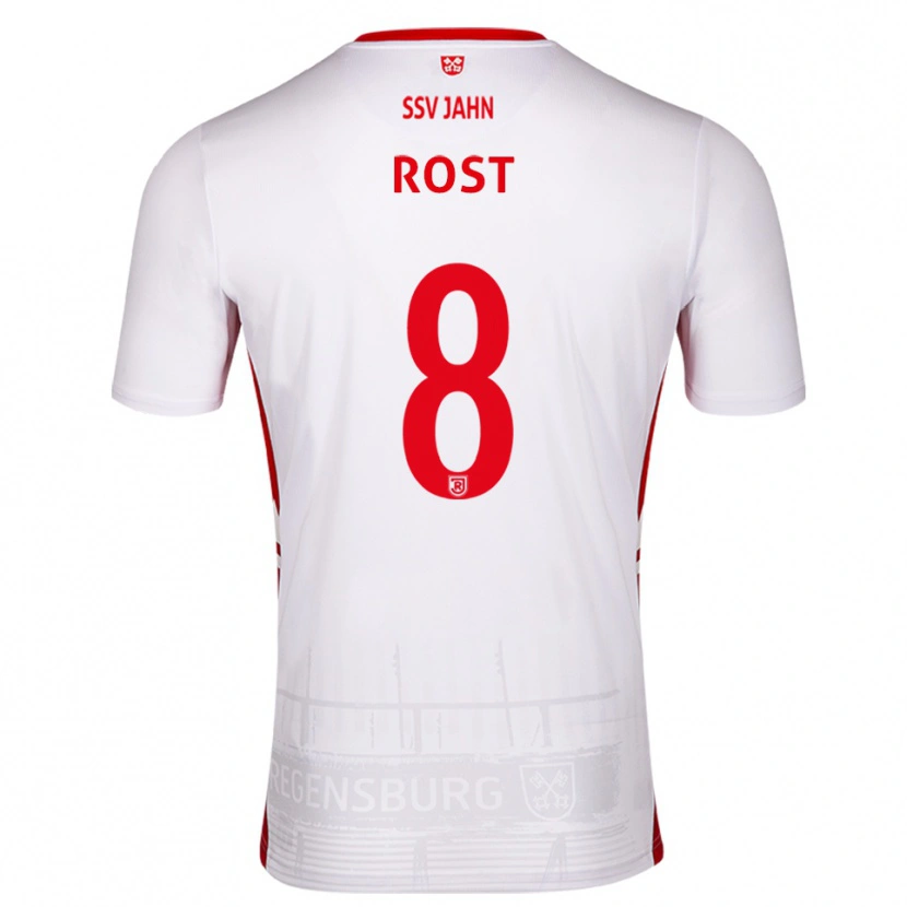Danxen Kvinder Fabio Rost #8 Hvid Rød Hjemmebane Spillertrøjer 2025/26 Trøje T-Shirt