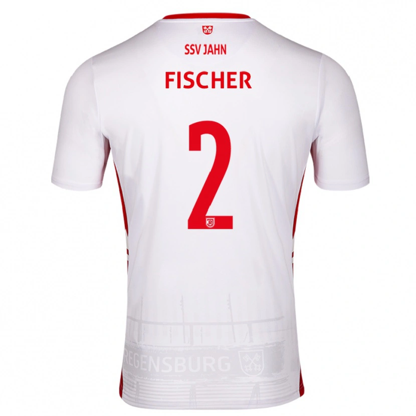 Danxen Kvinder Florian Fischer #2 Hvid Rød Hjemmebane Spillertrøjer 2025/26 Trøje T-Shirt