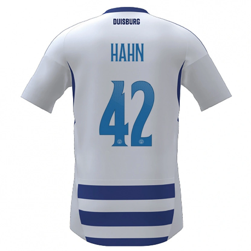 Danxen Kvinder Alexander Hahn #42 Hvid Blå Hjemmebane Spillertrøjer 2025/26 Trøje T-Shirt