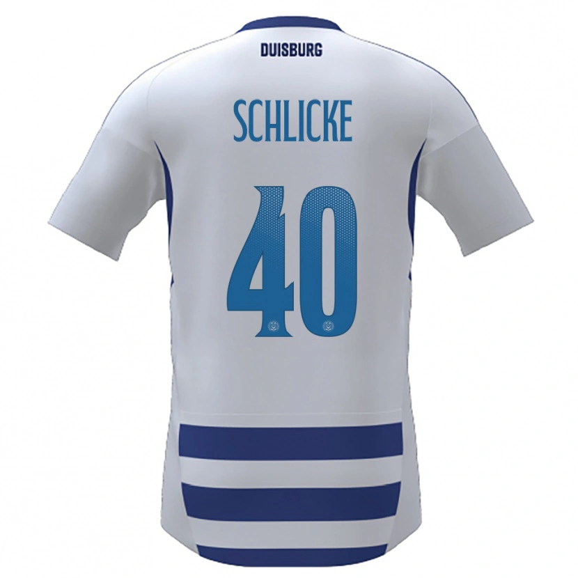 Danxen Kvinder Ben Schlicke #40 Hvid Blå Hjemmebane Spillertrøjer 2025/26 Trøje T-Shirt
