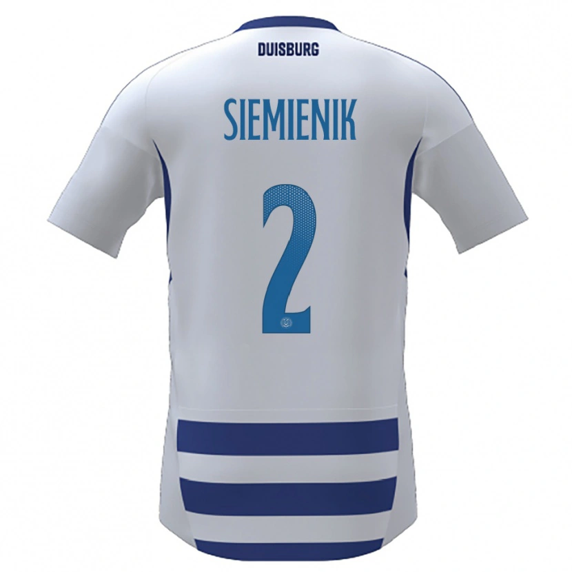 Danxen Kvinder Fabian Siemienik #2 Hvid Blå Hjemmebane Spillertrøjer 2025/26 Trøje T-Shirt