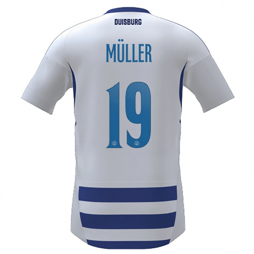 Danxen Kvinder Leon Müller #19 Hvid Blå Hjemmebane Spillertrøjer 2025/26 Trøje T-Shirt