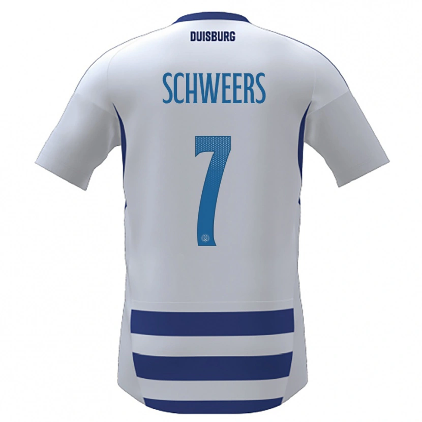 Danxen Kvinder Farah Schweers #7 Hvid Blå Hjemmebane Spillertrøjer 2025/26 Trøje T-Shirt