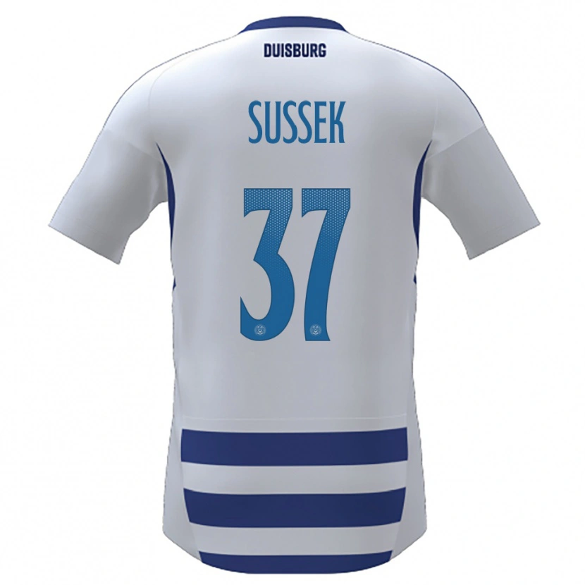 Danxen Kvinder Patrick Sussek #37 Hvid Blå Hjemmebane Spillertrøjer 2025/26 Trøje T-Shirt