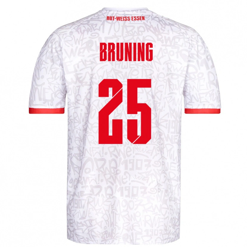 Danxen Kvinder Malte Brüning #25 Hvid Rød Hjemmebane Spillertrøjer 2025/26 Trøje T-Shirt