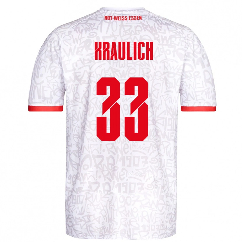Danxen Kvinder Tobias Kraulich #33 Hvid Rød Hjemmebane Spillertrøjer 2025/26 Trøje T-Shirt