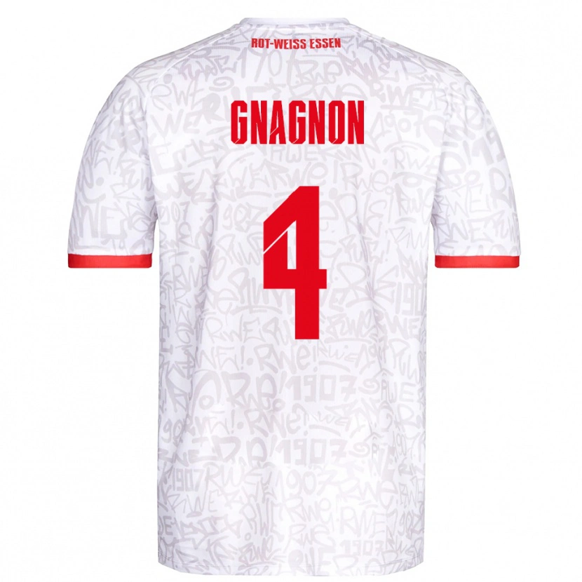 Danxen Kvinder James Gnagnon #4 Hvid Rød Hjemmebane Spillertrøjer 2025/26 Trøje T-Shirt