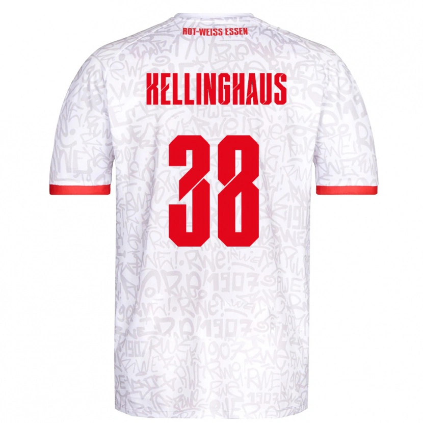 Danxen Kvinder Nicolai Schulte-Kellinghaus #38 Hvid Rød Hjemmebane Spillertrøjer 2025/26 Trøje T-Shirt