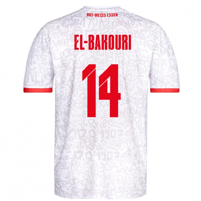 Danxen Kvinder Ibrahim El-Bakouri #14 Hvid Rød Hjemmebane Spillertrøjer 2025/26 Trøje T-Shirt