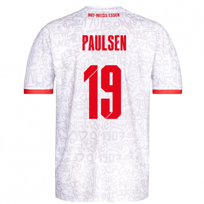 Danxen Kvinder Marvin Paulsen #19 Hvid Rød Hjemmebane Spillertrøjer 2025/26 Trøje T-Shirt