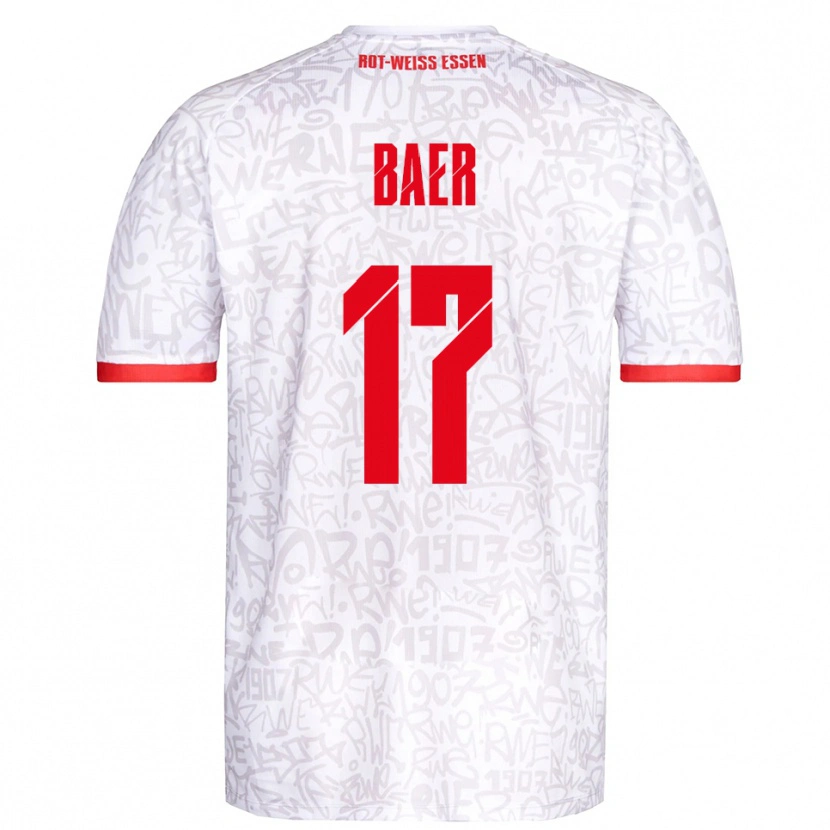 Danxen Kvinder Luca Baer #17 Hvid Rød Hjemmebane Spillertrøjer 2025/26 Trøje T-Shirt