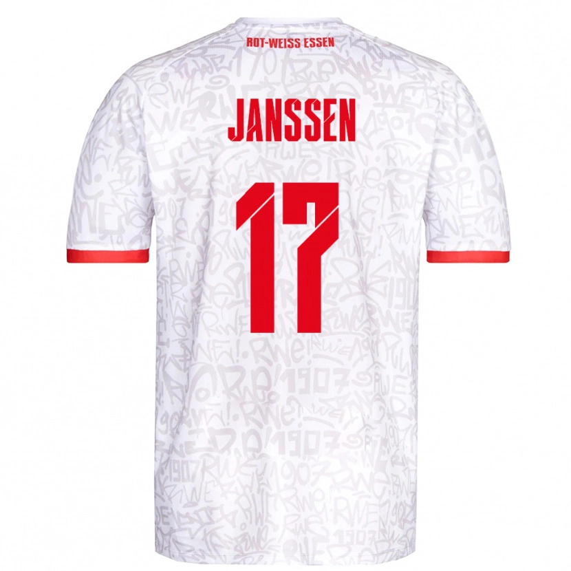 Danxen Kvinder Lenn Janssen #17 Hvid Rød Hjemmebane Spillertrøjer 2025/26 Trøje T-Shirt