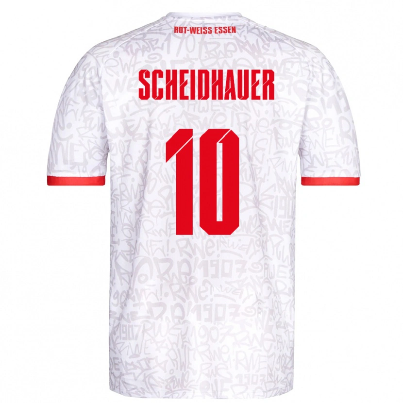 Danxen Kvinder Leon Scheidhauer #10 Hvid Rød Hjemmebane Spillertrøjer 2025/26 Trøje T-Shirt