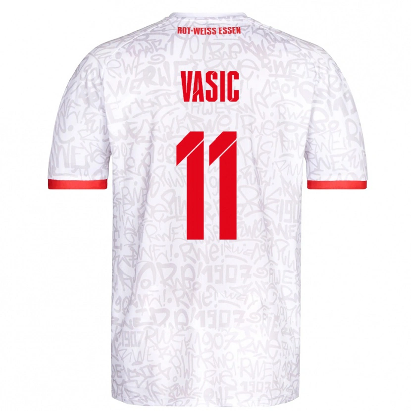 Danxen Kvinder Fadih Vasic #11 Hvid Rød Hjemmebane Spillertrøjer 2025/26 Trøje T-Shirt